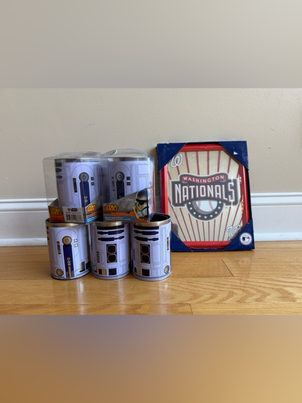 Washington Nationals Star Wars R2-D2 Can Coolers (5) and mirror collectibles